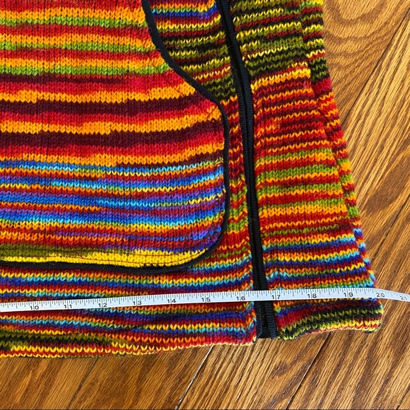 Chunky Wool Rainbow Sweater Jacket from Nepal - Picture 10 of 14